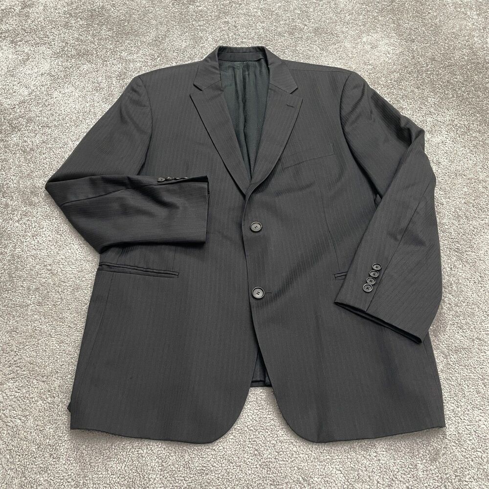 Hugo Boss Guabello Super 120 Italian Wool Suit Blazer Jacket Men 46R Black Lined